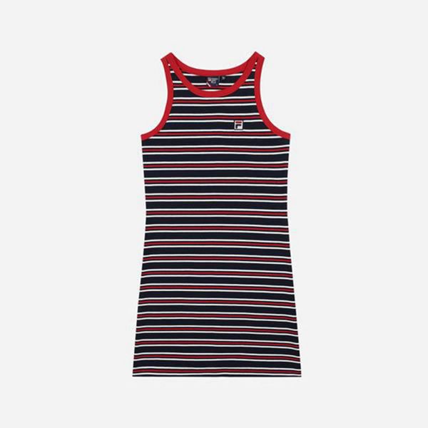 Vestidos Fila Mulher Azul Marinho/Vermelhas - Fila Striped Portugal Lojas,PVMH-82703